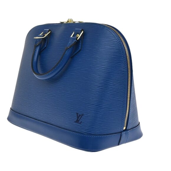 LOUIS VUITTON LV Logo Alma Hand Bag Epi Leather Blue GHW France M52145 90RF491 - Picture 12 of 15